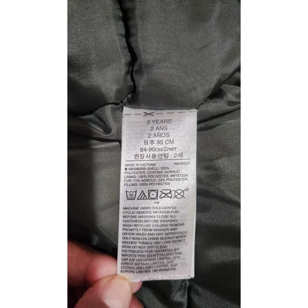 Baby Gap Puffer Black Jacket Coat Toddler Size 2 Pockets Classic Outdoors Zip Up